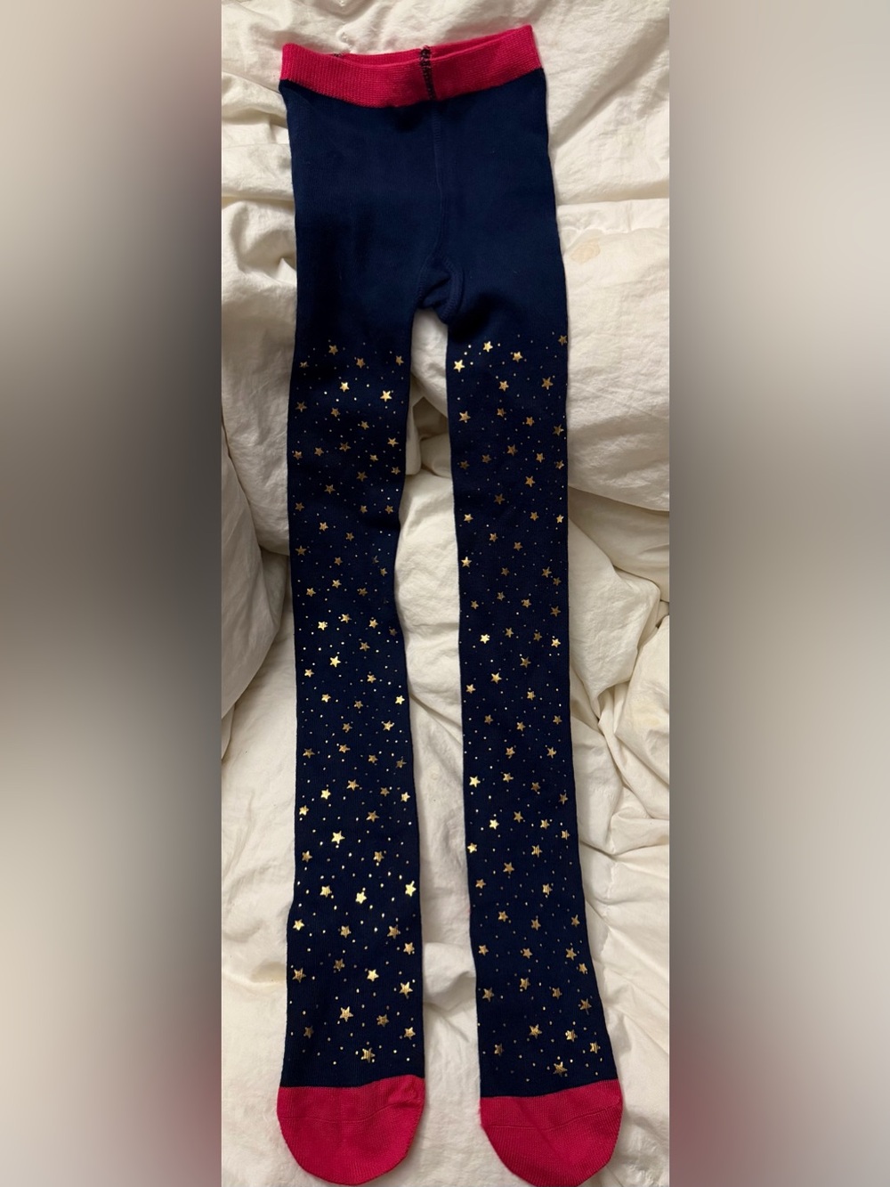 Mini Boden Navy Tights with Metallic Gold Star Print; Size 6-7 years (122cm)